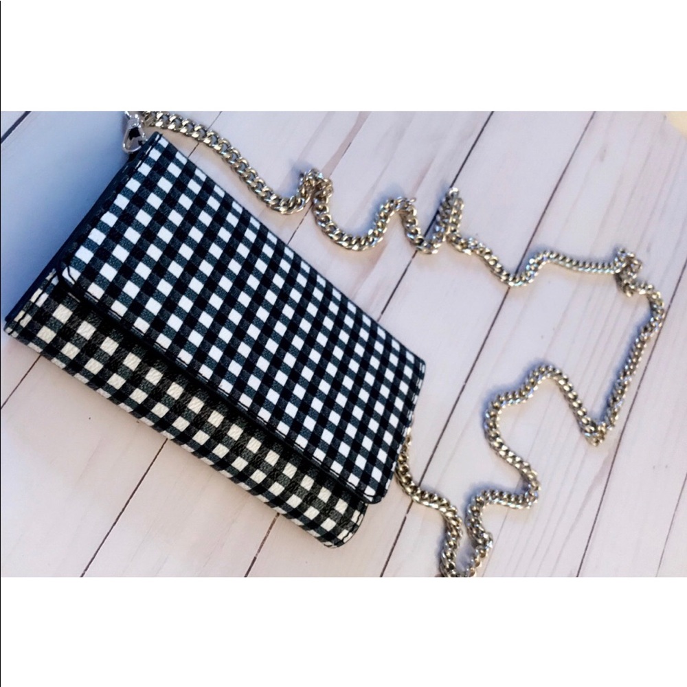 Gingham print smart phone crossbody/clutch